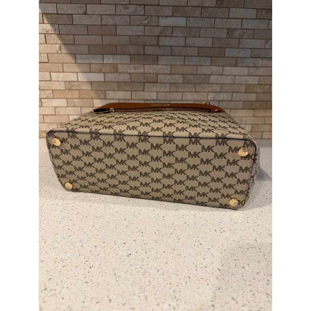 Michael Kors Hailee Large Satchel Natural Luggage Logo Tote Bag - Picture 5 of 5